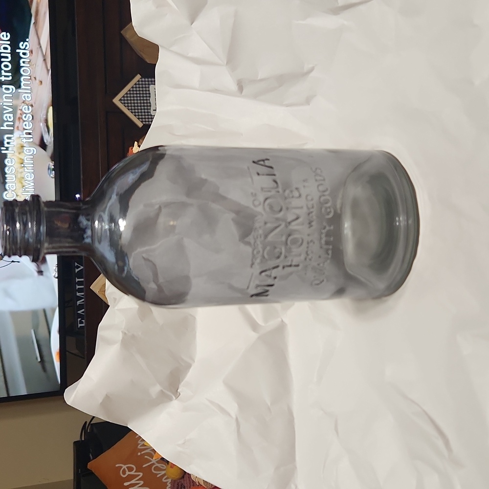 Pretty medium gray glass bottle vase. - Picture 2 of 7